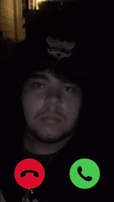 A Man Is Talking On A Phone With The Words John Pork Is Calling At The Top GIF