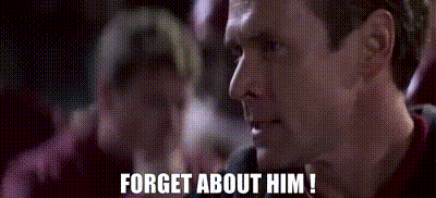 A Man Is Talking To A Woman And Says `` Forget About Him ! '' GIF