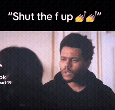 A Man Is Talking To A Woman And Says `` Shut The F Up '' GIF
