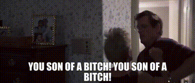A Man Is Talking To An Older Woman In A Living Room And The Words You Son Of A Bitch Are Visible GIF