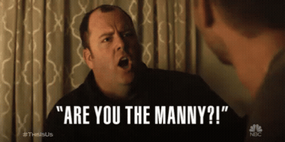 A Man Is Talking To Another Man And Says Are You The Manny ! GIF