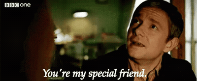 A Man Is Talking To Another Man And Says " You 'Re My Special Friend " . GIF
