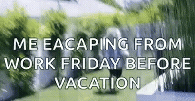 A Man Is Walking Down A Sidewalk With The Words `` Me Escaping From Work Friday Before Vacation '' Written On It . GIF