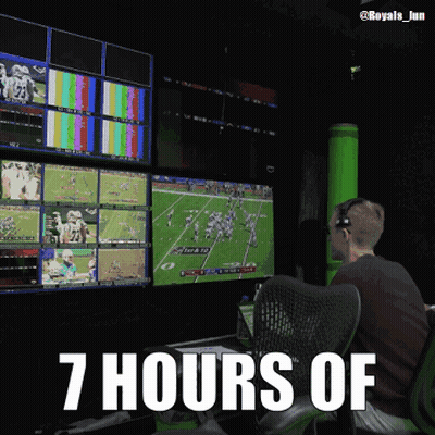 A Man Is Watching A Football Game With The Words 7 Hours Of Written Below Him GIF