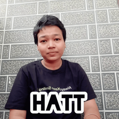 A Man Is Wearing A Black Shirt That Says Hatt GIF