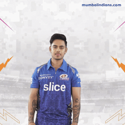 A Man Is Wearing A Blue Shirt That Says Slice On It GIF