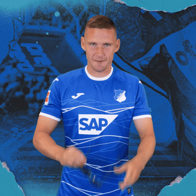 A Man Is Wearing A Blue Shirt With The Word Sap On It GIF