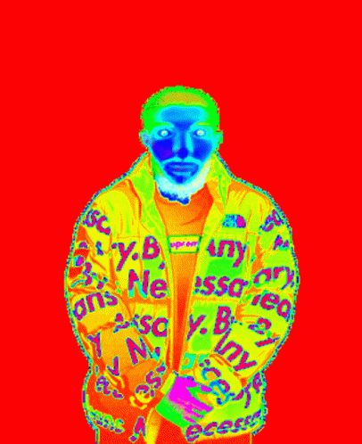 A Man Is Wearing A Green Jacket With Supreme Written On It GIF