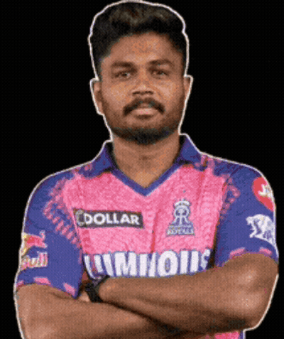 A Man Is Wearing A Pink And Blue Shirt With The Word Dollar On It GIF