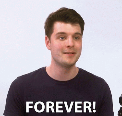 A Man Is Wearing A Shirt That Says Forever On It GIF