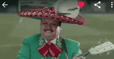 A Man Is Wearing A Sombrero And Playing A Guitar . GIF