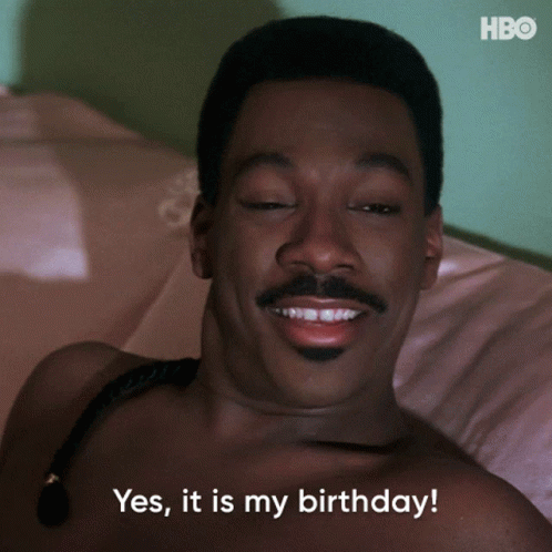A Man Laying On A Bed With His Eyes Closed And The Words Yes It Is My Birthday GIF