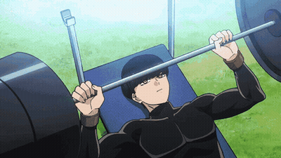 A Man Laying On A Bench Lifting A Barbell GIF