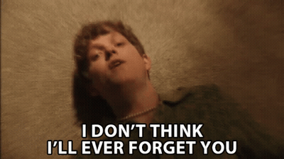 A Man Laying On The Floor With The Words I Don 'T Think I 'Ll Ever Forget You Above Him GIF