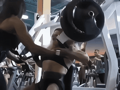A Man Lifting A Barbell In A Gym With The Number 4 Visible In The Background GIF