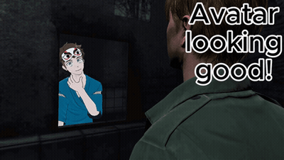 A Man Looking At A Picture Of A Boy With The Words Avatar Looking Good GIF