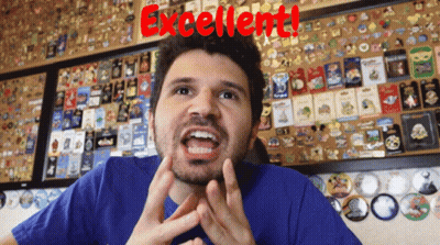 A Man Making A Funny Face With The Words Excellent In Red GIF