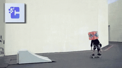 A Man On A Skateboard Is Jumping Over A Ramp With The Words Let 'S Go Behind Him GIF