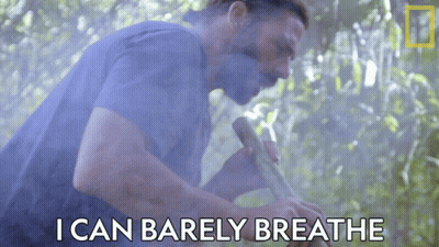 A Man Playing A Flute With The Words I Can Barely Breathe Behind Him GIF
