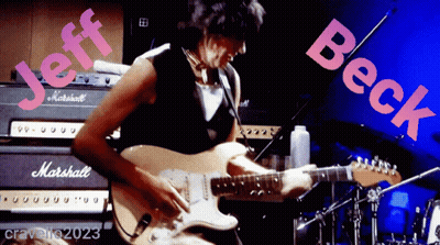 A Man Playing A Guitar Next To A Marshall Amp GIF