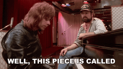 A Man Playing A Piano Next To Another Man With The Words Well This Piece Is Called GIF