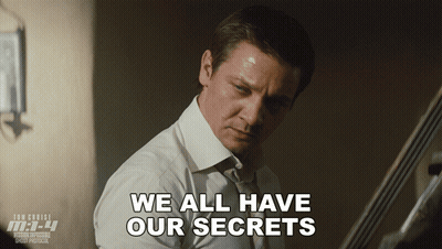 A Man Playing A Piano With The Words We All Have Our Secrets Below Him GIF