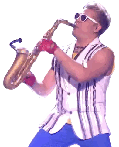 A Man Playing A Saxophone With A White Background Sticker