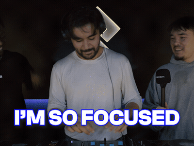 A Man Playing Music With The Words I 'M So Focused GIF