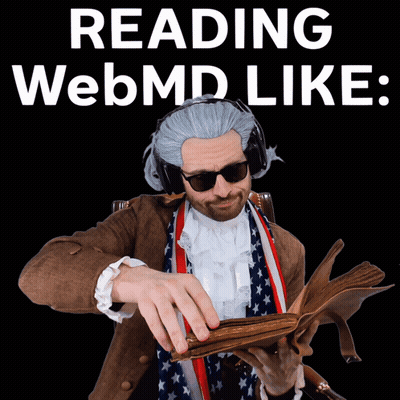 A Man Reading A Book With The Words Reading Webmd Like On The Bottom GIF