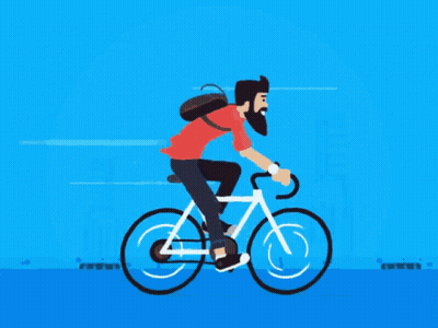 A Man Riding A Bike With A Backpack On His Back GIF