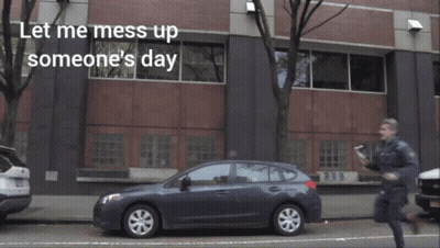A Man Riding A Bike With The Words " Let Me Mess Up Someone 'S Day " Above Him GIF