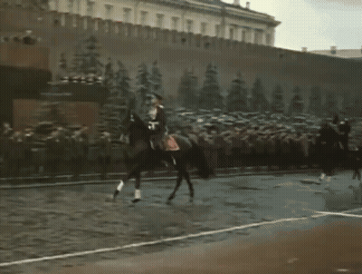 A Man Riding A Horse In Front Of A Large Crowd GIF