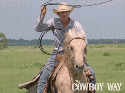 A Man Riding A Horse With The Words The Cowboy Way Written On The Bottom GIF
