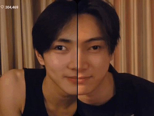A Man 'S Face Is Divided In Half And The Number 304,469 Is Above Him GIF