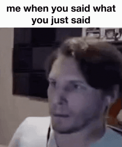A Man 'S Face Is Shown In A Meme That Says Me When You Said What You Just Said . GIF