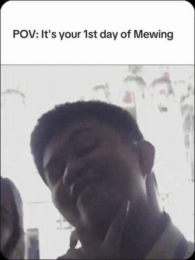 A Man 'S Face Is Shown With The Caption " Pov : It 'S Your 1St Day Of Mewing " GIF