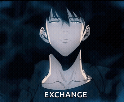 A Man 'S Face Is Shown With The Words Exchange Below It GIF
