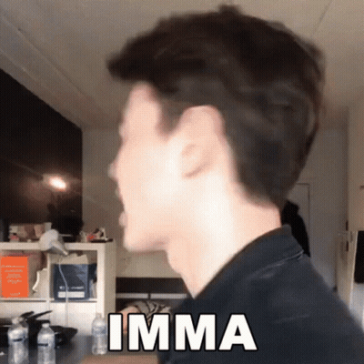 A Man 'S Head Is Shown With The Word Imma Written On It GIF
