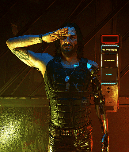 A Man Salutes In Front Of A Display That Says Apartments GIF