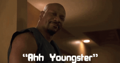 A Man Says " Ahh Youngster " In Front Of Another Man GIF