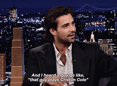 A Man Says " And I Heard A Guy Go Like That Guy Plays Cristin Cole " GIF