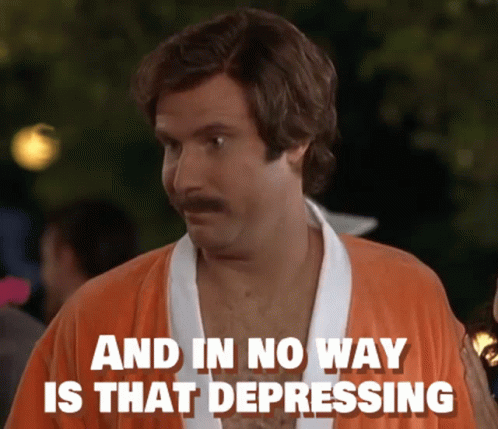 A Man Says " And In No Way Is That Depressing " In Front Of Him GIF