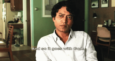 A Man Says " And So It Goes With God " In A Room GIF