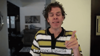 A Man Says Beyonce Is Smart In A Striped Shirt GIF