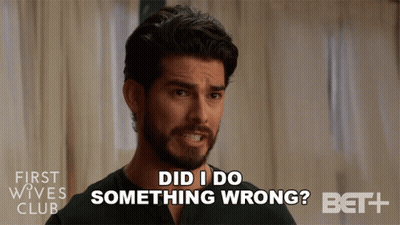 A Man Says " Did I Do Something Wrong " In Front Of A Bet + Logo GIF
