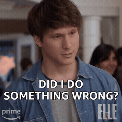 a man says " did i do something wrong " while wearing a blue shirt