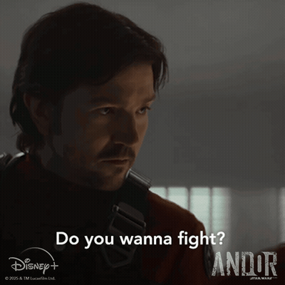 A Man Says " Do You Wanna Fight " In A Disney+ Ad GIF