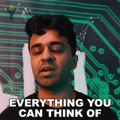 A Man Says Everything You Can Think Of In Front Of A Circuit Board Background GIF