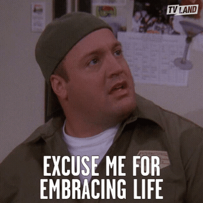 A Man Says Excuse Me For Embracing Life In Front Of A Calendar GIF