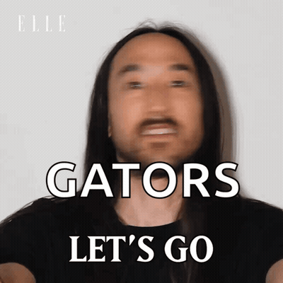 A Man Says Gators Let 'S Go In Front Of A White Background GIF